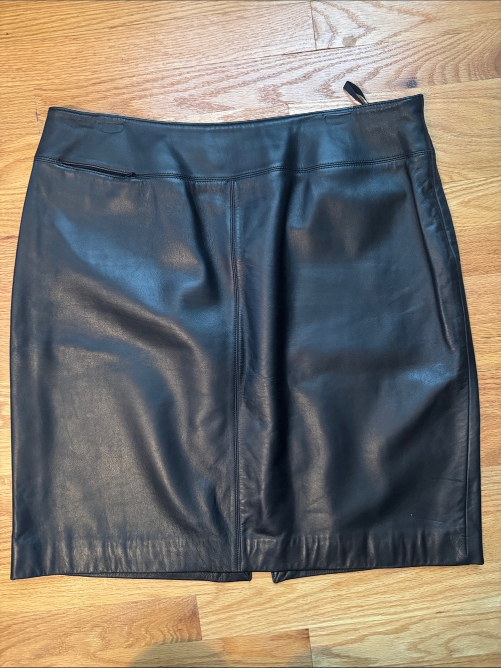 Lord & Taylor Black Leather Pencil Skirt